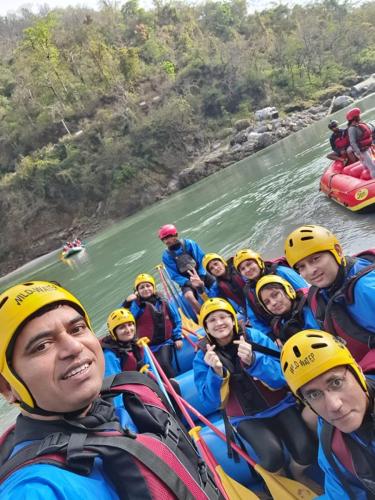 Family river rafting